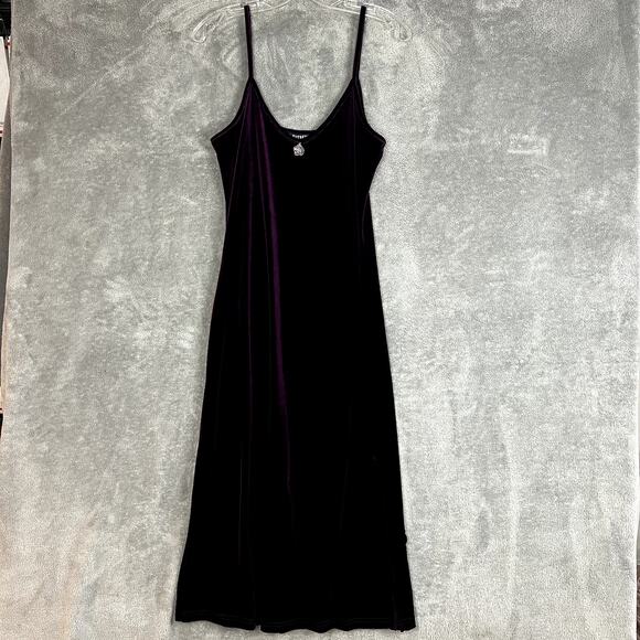 Disturbia Dresses & Skirts - Disturbia Velvet Midi Dress Women 4 Dark Purple Side Slit Gothcore Dark Romantic